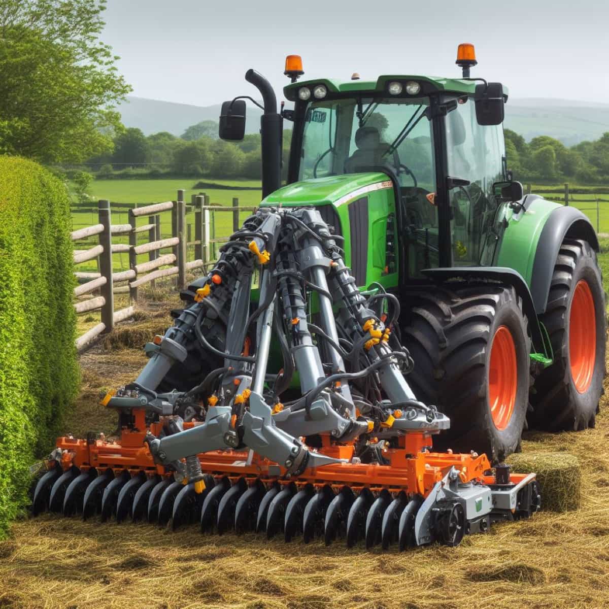 Tractor with Hedge Cutter Attachement