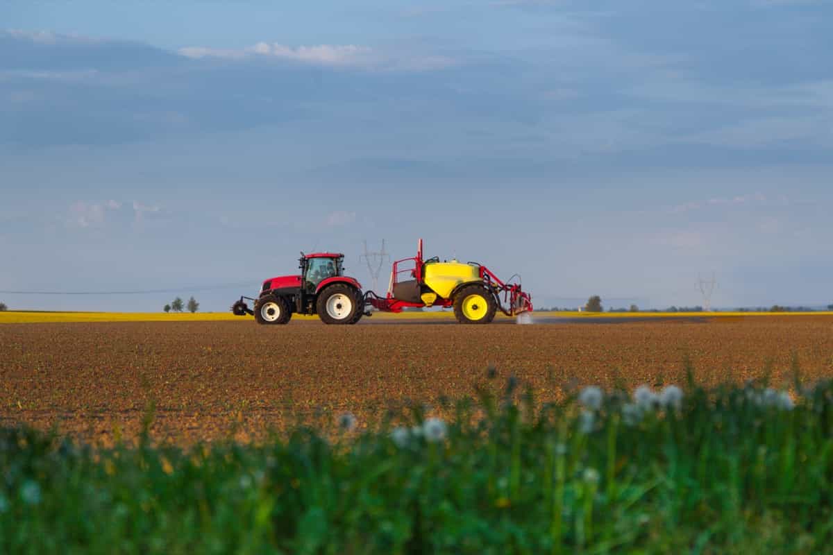tractor working in field 